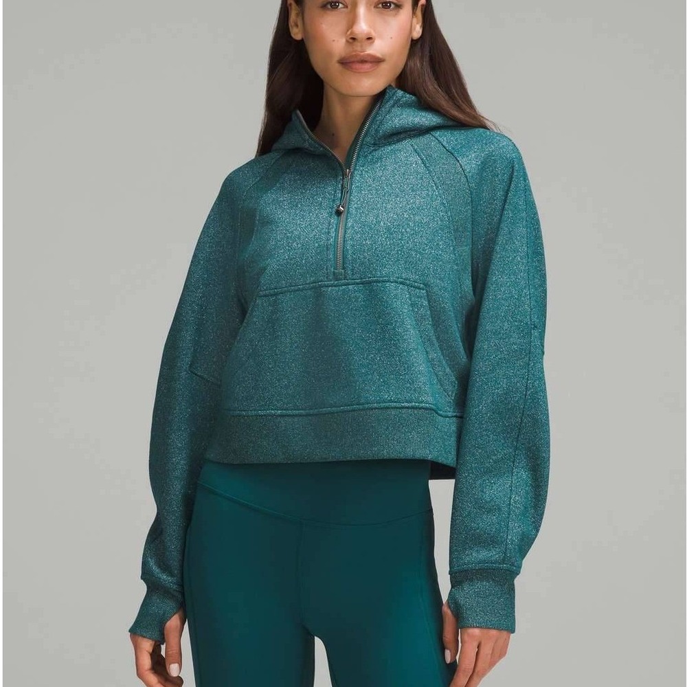 Lululemon Scuba Oversized Half-Zip Hoodie Spark Storm Teal Silver XL/XXL Sparkle
